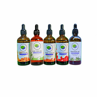 Khichi Beauty 5 Pack Moisturizing Oils, Star Anise, Pomegranate, ,Aloe Vera, Rosemary And Apricot 3.38 Fl Oz Bottles Each. - Khichi Beauty Skincare by WWW.ALESMAXII.COM