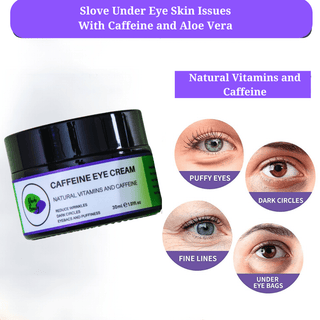 Khichi Beauty Caffeine Eye Cream, Dark Circle, Puffy Eyes, Anti-Aging 1oz (30g).