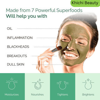 Khichi Beauty Balancing Green Tea Clay Mask, 4.23 oz / 12g