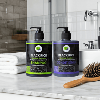 Khichi Beauty Black Rice Biotin Protein Shampoo & Conditioner - Khichi Beauty Skincare, Alesmaxii.com