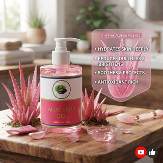 Khichi Beauty Pink Aloe Vera Gel - 99% Pure Moisturizing &amp; Soothing Gel, 10.2 oz - Khichi Beauty Skincare, Alesmaxii.com