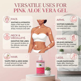 Khichi Beauty Pink Aloe Vera Gel - 99% Pure Moisturizing &amp; Soothing Gel, 10.2 oz - Khichi Beauty Skincare, Alesmaxii.com