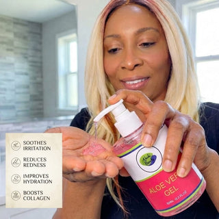 Khichi Beauty Pink Aloe Vera Gel - 99% Pure Moisturizing &amp; Soothing Gel, 10.2 oz - Khichi Beauty Skincare, Alesmaxii.com